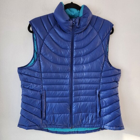 Bernardo Jackets & Blazers - Bernardo Goose Down Puffer Vest Blue Hiking Lightweight Women's XL